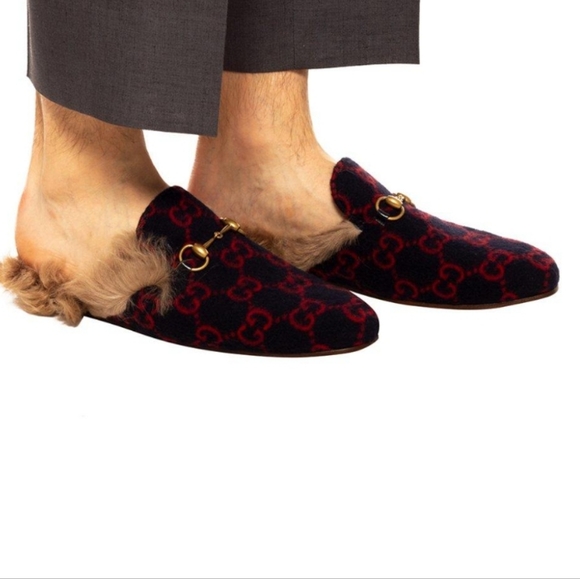 NWT GUCCI PRINCETON WOOL UPPER FUR LINING MULE - unisex US 9.5 length 10.5 - Picture 7 of 11